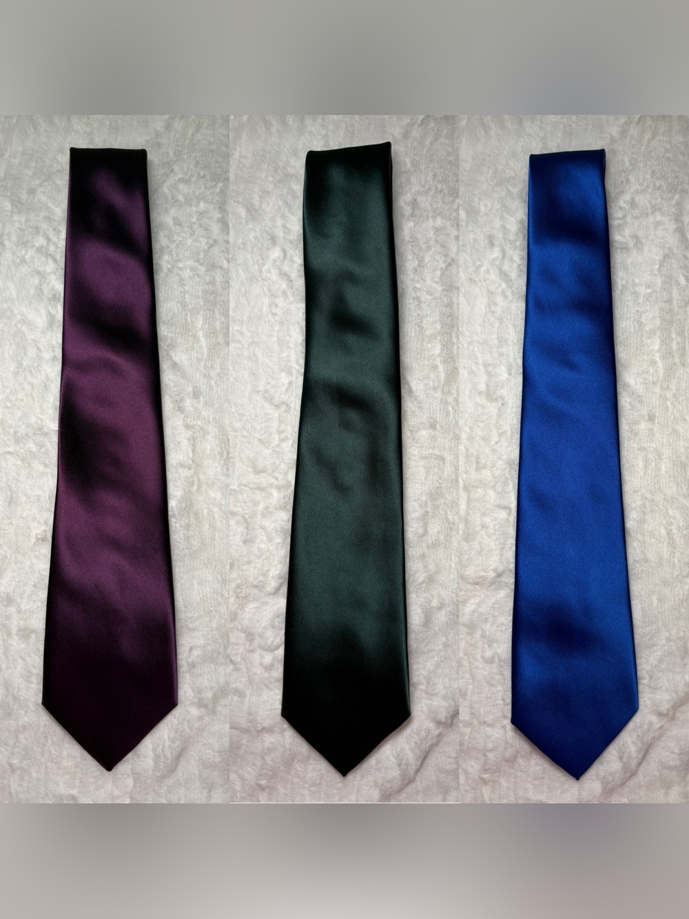 💙 Classic Solid Men's Ties Set of 3 - Blue, Purple, Green